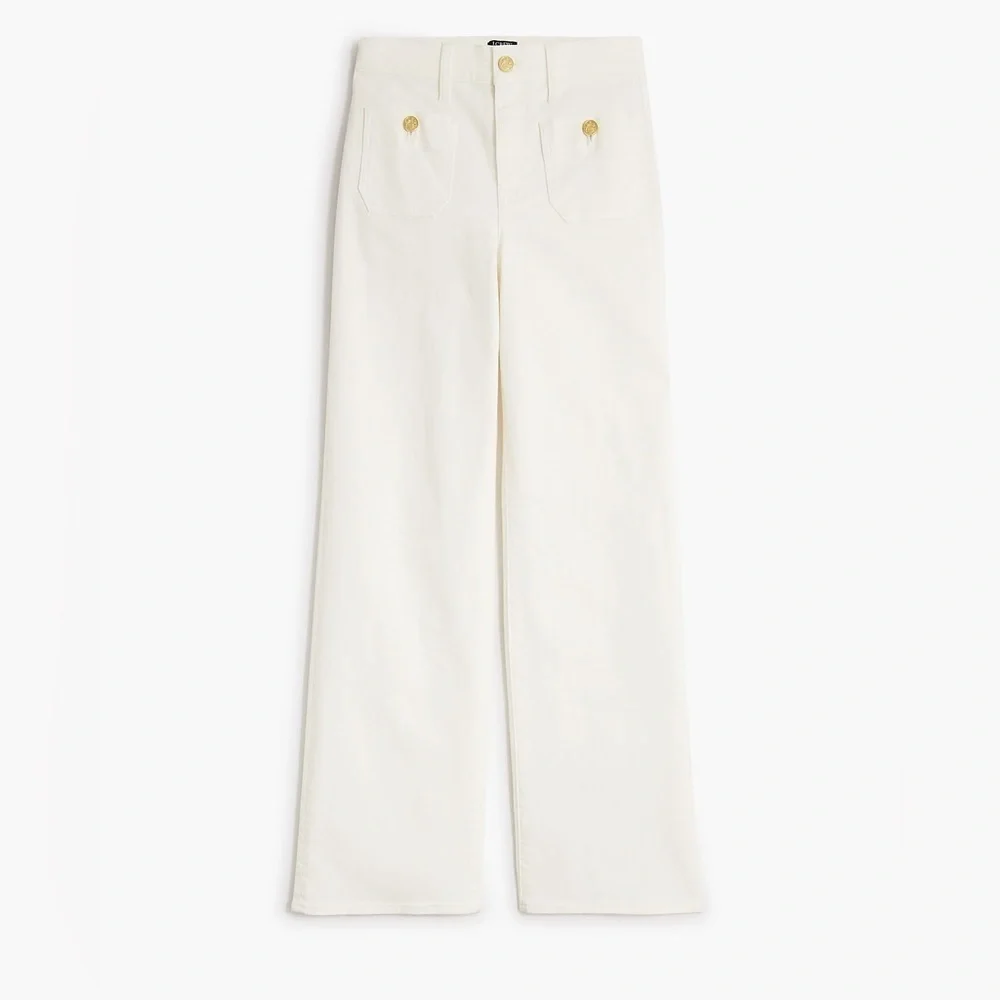 J crew seashell white Petite slim wide-leg sailor jean in all-day stretch